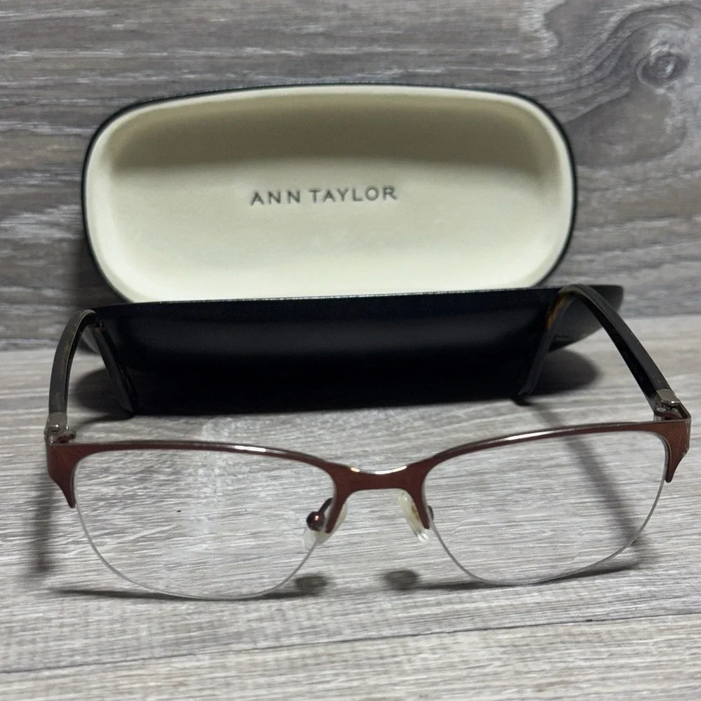 Ann Taylor Eyeglasses AT200 C03 51-17-135 Brown Tortoise Half Rim Frame w/ Case‎